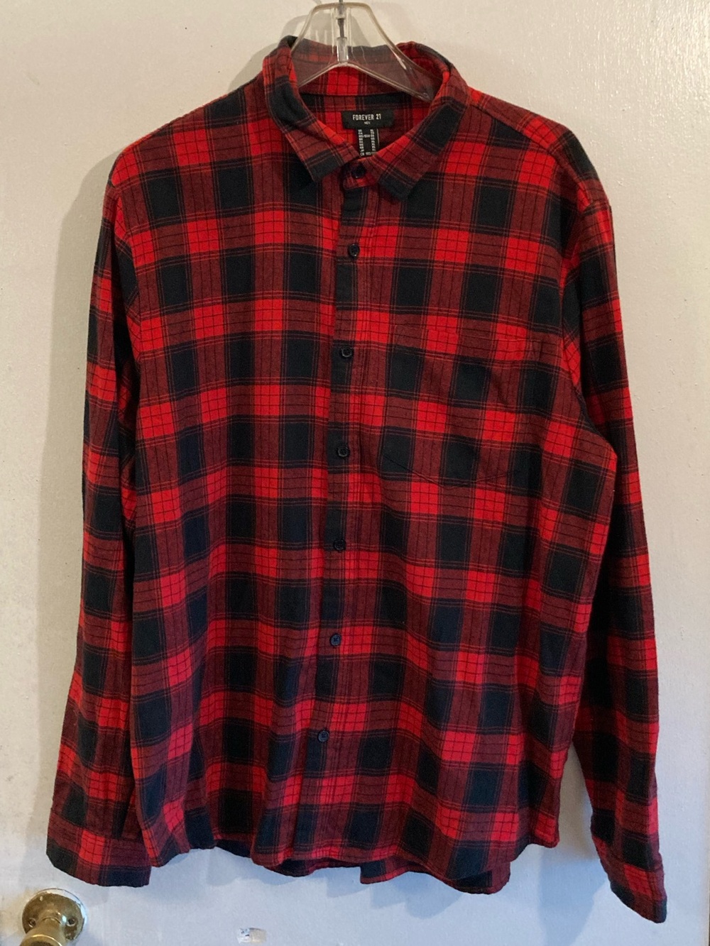 Forever 21 Red and Black Plaid Button-Up Shirt